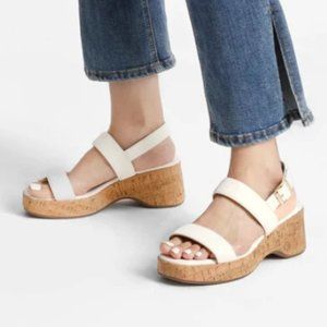 NIB DREAM PAIRS Platform White Wedge Sandals Open Toe Buckle Ankle Strap